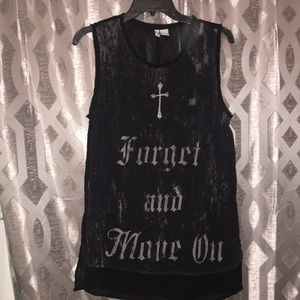 Black see through sheer tank top